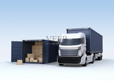 货物集装箱,卡车,仓库,水平画幅,高视角